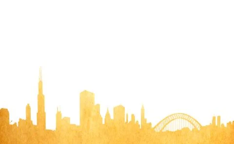 Grunge image of isolated cityscape from old paper 库存插图