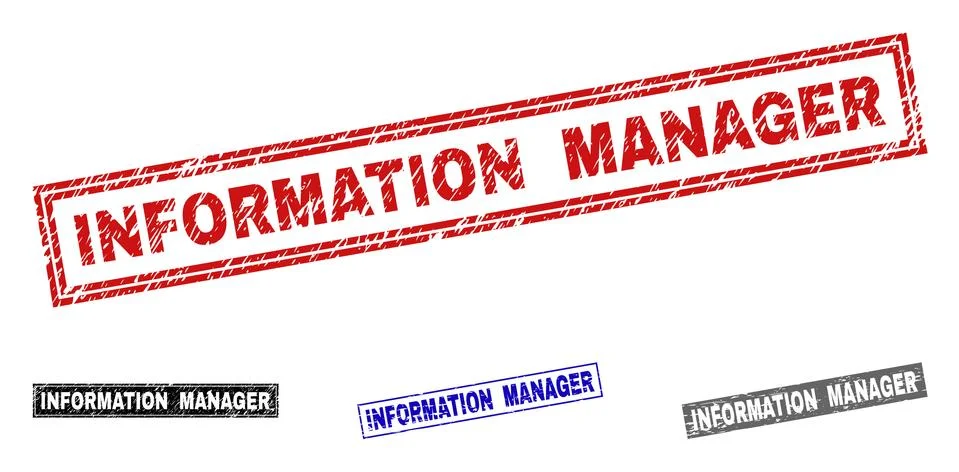 Grunge INFORMATION MANAGER Scratched Rectangle Watermarks Stock Illustration