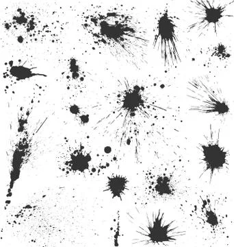 Grunge Ink Blots Brush Texture Collection Isolated on White Stock Illustration
