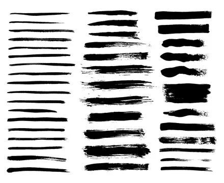 Grunge ink brush strokes elements. Black paint brush, stroke, line, grunge Stock Illustration