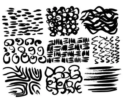 Grunge ink brush strokes elements. Black paint brush, stroke, line, grunge Stock Illustration