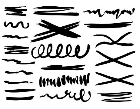 Grunge ink brush strokes elements. Black paint brush, stroke, line, grunge Stock Illustration