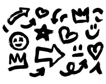 Grunge ink brush strokes elements. Black paint brush, stroke, line, grunge Stock Illustration