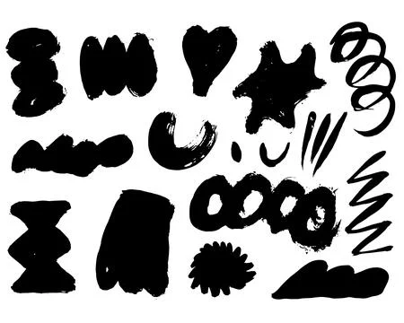 Grunge ink brush strokes elements. Black paint brush, stroke, line, grunge Stock Illustration