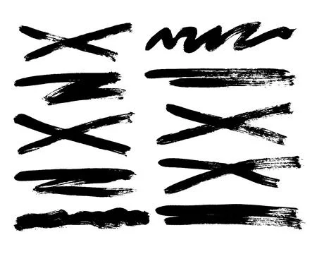 Grunge ink brush strokes elements. Black paint brush, stroke, line, grunge Illustrazione stock