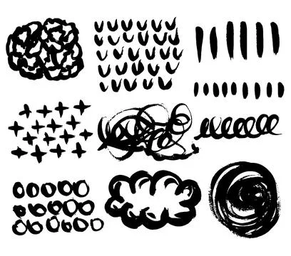 Grunge ink brush strokes elements. Black paint brush, stroke, line, grunge Stock Illustration