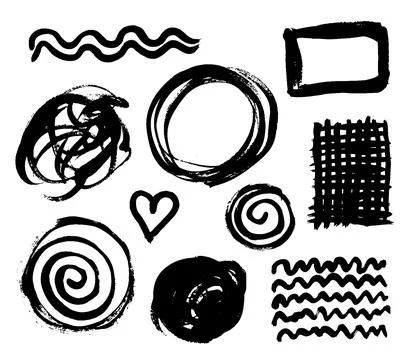 Grunge ink brush strokes elements. Black paint brush, stroke, line, grunge Stock Illustration
