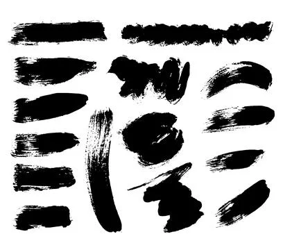 Grunge ink brush strokes elements. Black paint brush, stroke, line, grunge Stock Illustration
