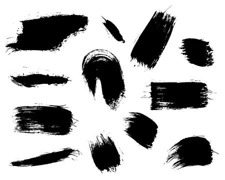 Grunge ink brush strokes elements. Black paint brush, stroke, line, grunge Stock Illustration