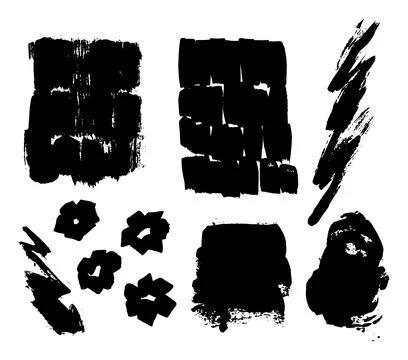 Grunge ink brush strokes elements. Black paint brush, stroke, line, grunge Stock Illustration