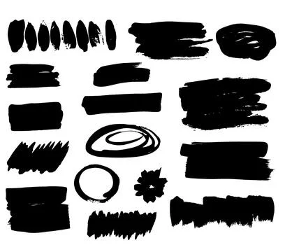Grunge ink brush strokes elements. Black paint brush, stroke, line, grunge Stock Illustration