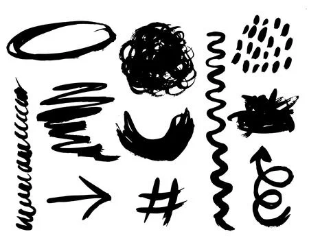 Grunge ink brush strokes elements. Black paint brush, stroke, line, grunge Stock Illustration