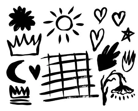 Grunge ink brush strokes elements. Black paint brush, stroke, line, grunge Stock Illustration
