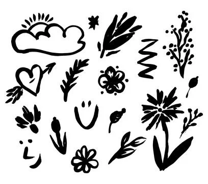 Grunge ink brush strokes elements. Black paint brush, stroke, line, grunge Stock Illustration