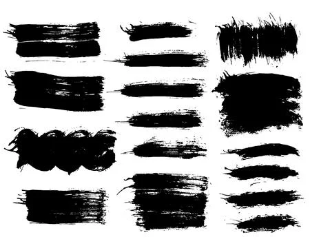 Grunge ink brush strokes elements. Black paint brush, stroke, line, grunge Stock Illustration