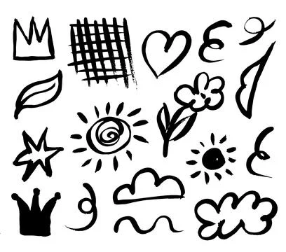 Grunge ink brush strokes elements. Black paint brush, stroke, line, grunge イラスト素材