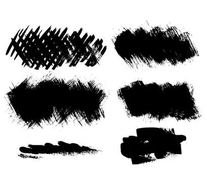 Grunge ink brush strokes elements. Black paint brush, stroke, line, grunge Stock Illustration
