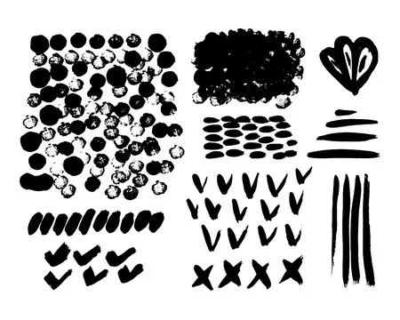 Grunge ink brush strokes elements. Black paint brush, stroke, line, grunge Stock Illustration