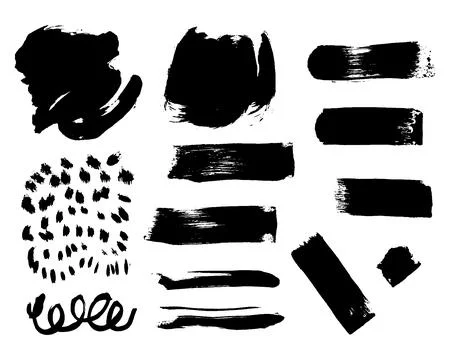 Grunge ink brush strokes elements. Black paint brush, stroke, line, grunge Stock Illustration