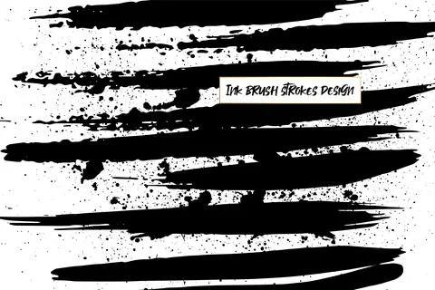 Grunge ink brush strokes elements. Black paint brush, stroke, line, grunge Stock Illustration
