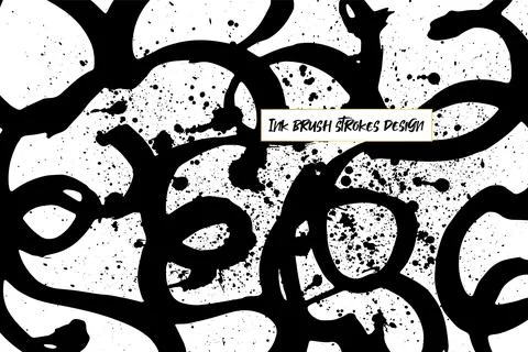 Grunge ink brush strokes elements. Black paint brush, stroke, line, grunge Stock Illustration