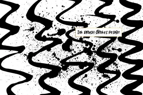 Grunge ink brush strokes elements. Black paint brush, stroke, line, grunge Stock Illustration