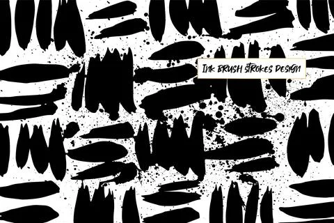 Grunge ink brush strokes elements. Black paint brush, stroke, line, grunge Stock Illustration