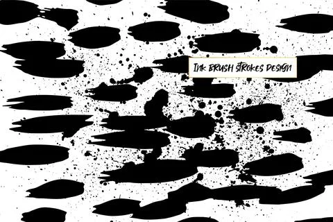 Grunge ink brush strokes elements. Black paint brush, stroke, line, grunge Stock Illustration