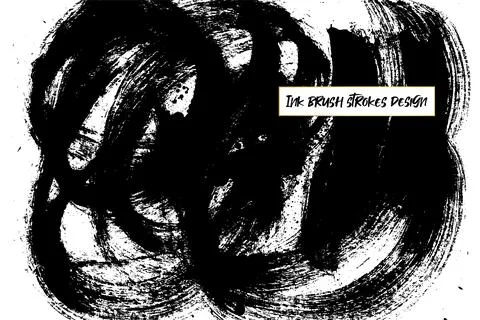Grunge ink brush strokes elements. Black paint brush, stroke, line, grunge Illustrazione stock