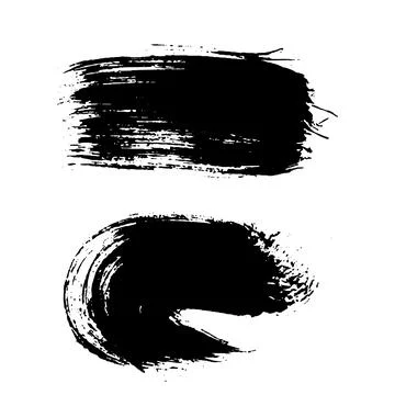 Grunge ink brush strokes elements. Black paint brush, stroke, line, grunge Stock Illustration