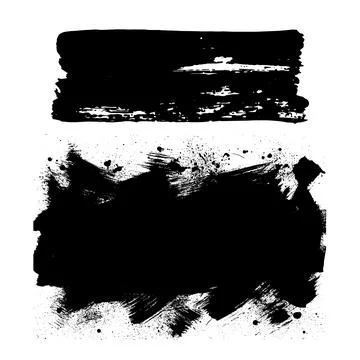 Grunge ink brush strokes elements. Black paint brush, stroke, line, grunge Stock Illustration