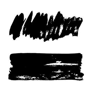 Grunge ink brush strokes elements. Black paint brush, stroke, line, grunge Stock Illustration