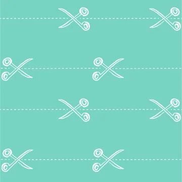 Grunge ink hand drawn scissors seamless pattern. Vector illustration. イラスト素材