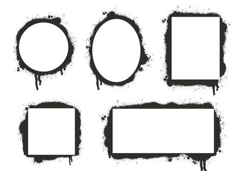 Grunge ink spray frame set Stock Illustration