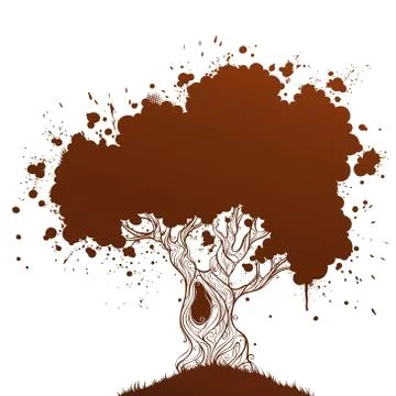 Grunge ink tree. Stock Illustration