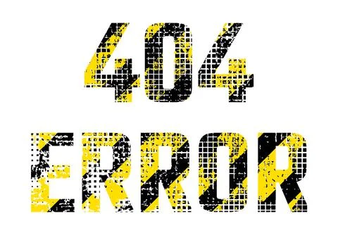 Grunge inscription 404 error with square halftone yellow and black color flat Stock Illustration