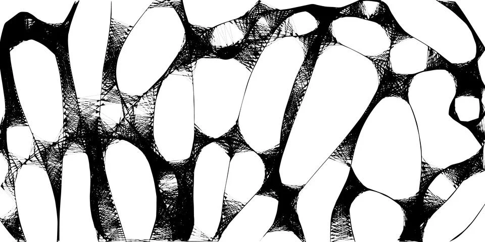 Grunge interlaced texture, threads, lines, wire, veins, vector monochrome bac Illustrazione stock