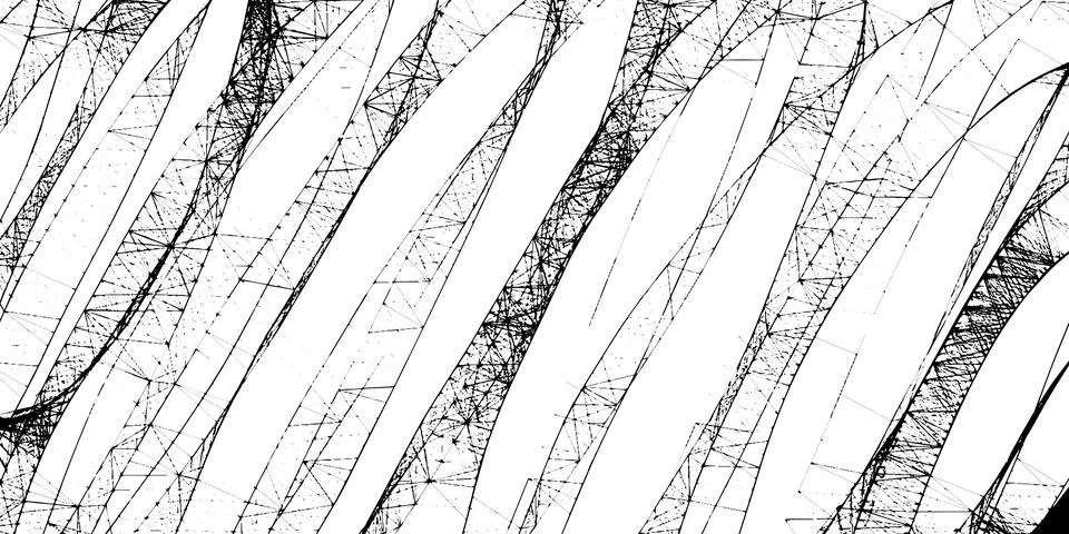 Grunge interlaced texture, threads, lines, wire, veins, vector monochrome bac Stock Illustration