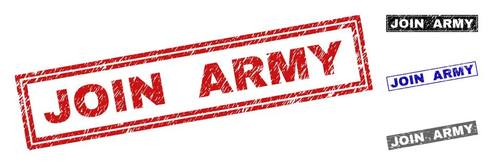 Grunge JOIN ARMY Scratched Rectangle Watermarks Stock Illustration