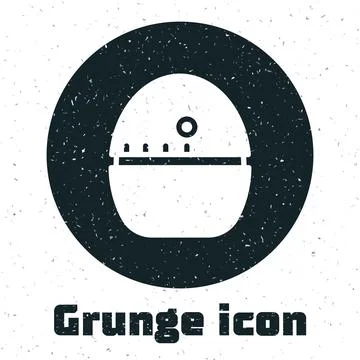 Grunge Kitchen timer icon isolated on white background. Egg timer. Cooking Illustrazione stock