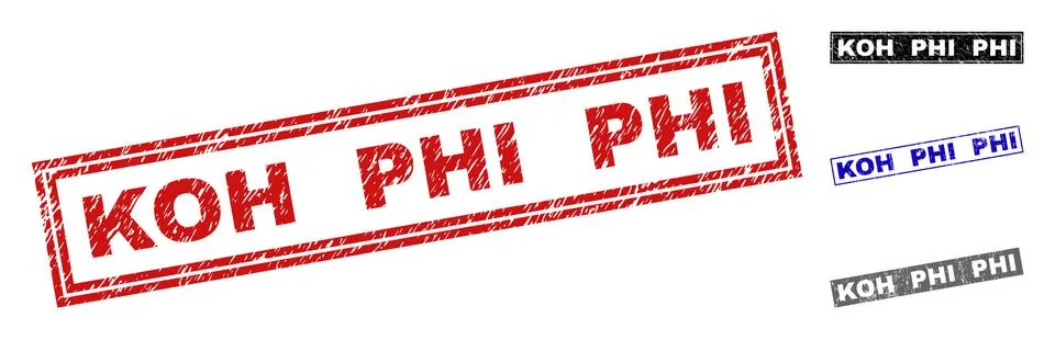Grunge KOH PHI Textured Rectangle Watermarks Stock Illustration