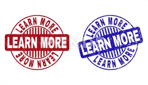 Grunge LEARN MORE Textured Round Stamp Seals Stock Illustration