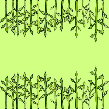 Grunge leaves ink border. Vector seamless pattern. Stock Illustration