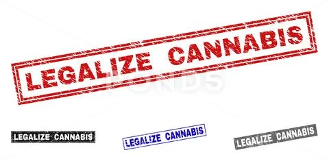 Grunge LEGALIZE CANNABIS Scratched Rectangle Watermarks Stock Illustration