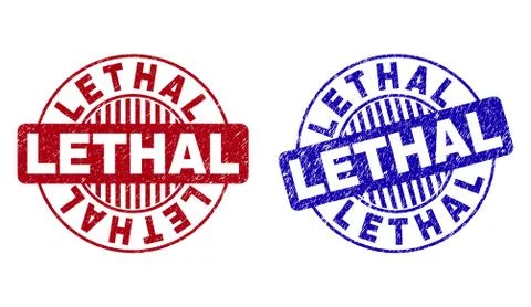 Grunge LETHAL Scratched Round Watermarks 스톡 일러스트