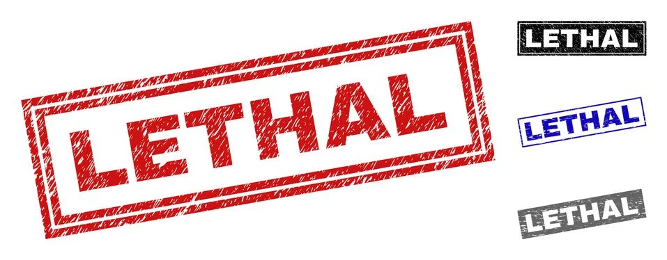 Grunge LETHAL Textured Rectangle Watermarks Stock Illustration