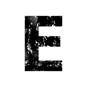 Grunge Letter E. Black Font Sketch Style Symbol Stock Illustration