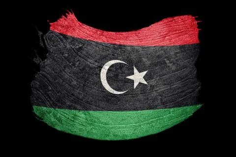 Grunge Libya flag. Libyan flag with grunge texture. Brush stroke. Stock Illustration