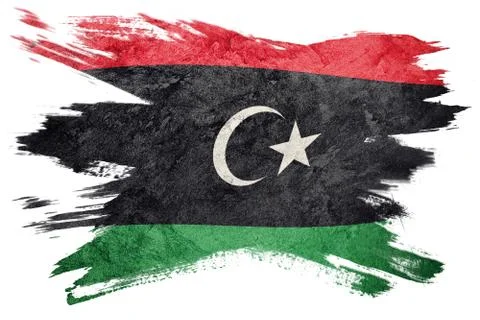 Grunge Libya flag. Libyan flag with grunge texture. Brush stroke. Stock Illustration