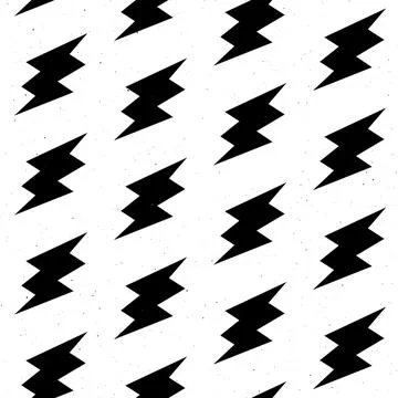 Grunge lightning bolts seamless pattern. Black thunderbolts repeating background Illustrazione stock